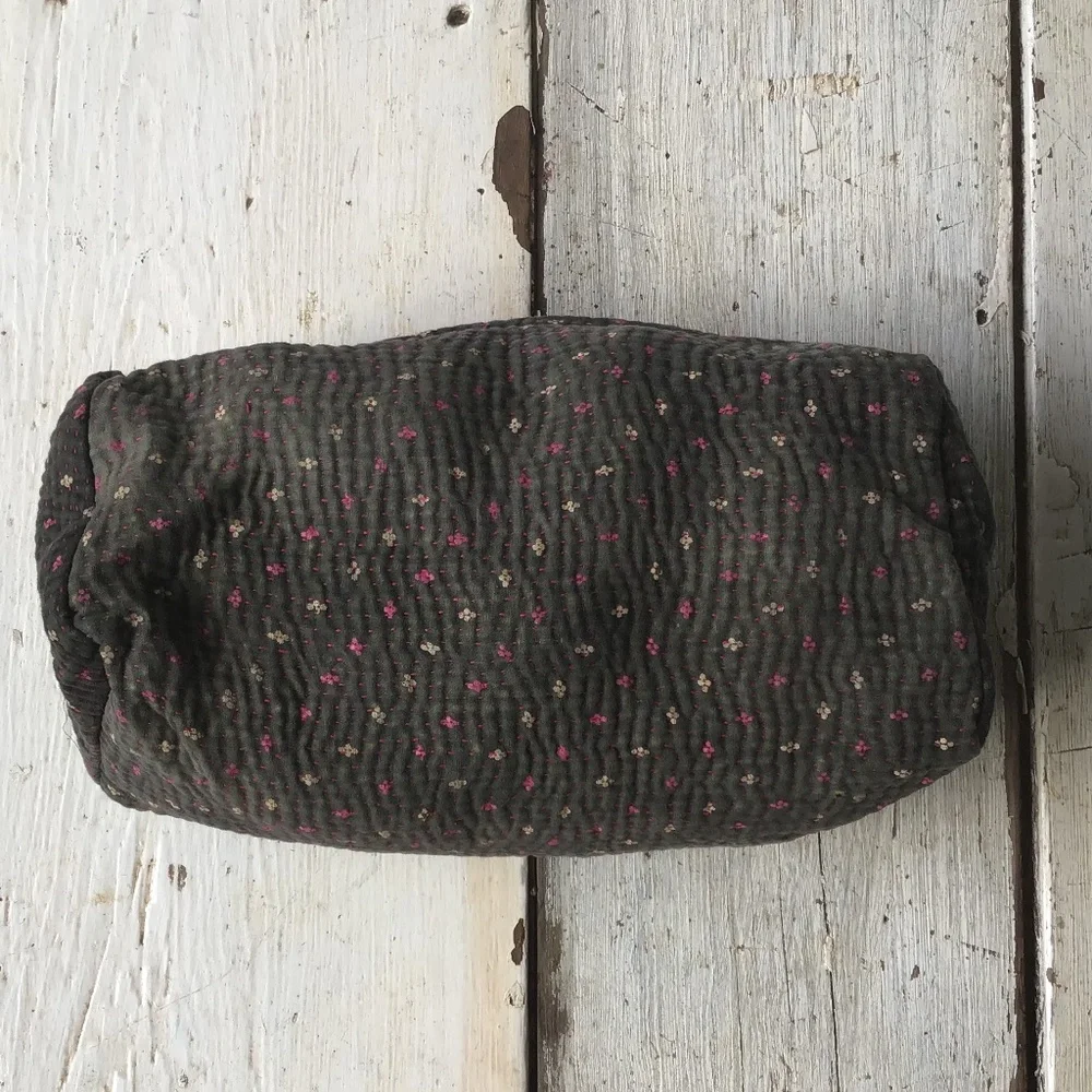 NEW free people vintage KANTHA cosmetic BAG pouch brown - Picture 2 of 5
